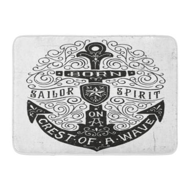 GODPOK Sea Tattoo Vintage Hand Drawn Flourish Anchor Sailor Traditional Rug Doormat Bath Mat 23.6x15.7 inch