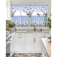 thumbnail image 4 of Blue Butterflies Swag Kitchen Curtains Sets for Windows 24 Inch Length, Elegant Pastoral Watercolor Short Window Curtain Panels Swags Valances and Tiers 3 Piece Set for Cafe/Dining Room, 4 of 5