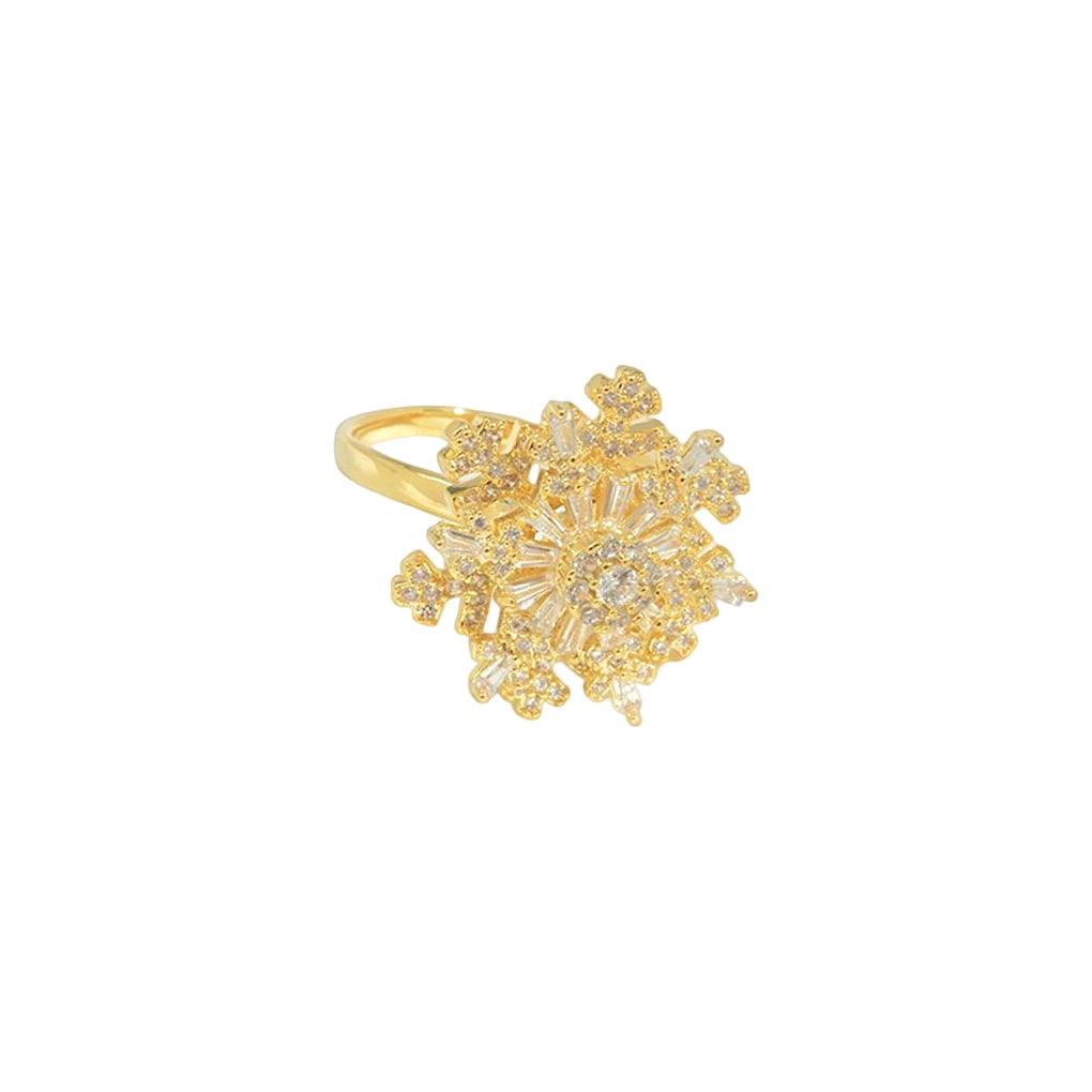 Woman Opening Ring Snowflake Decor Trendy Hands Decoration Presents Rings Hand Girlfriend Girls Lady Plating Jewelry Dating Party Gift Jewelries Gold Walmart