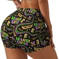 thumbnail image 2 of Wukai Mardi Gras3 Print Pack Biker Shorts for Women Yoga Workout Gym Running Scrunch Active Shorts-Small, 2 of 8