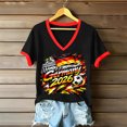 thumbnail image 1 of Women's Football Graphic T-Shirt, Women's V-Neck Short Sleeve Letter Print T-Shirt for Casual Summer for Soccer Tournament 2026 Black Size: L, 1 of 5