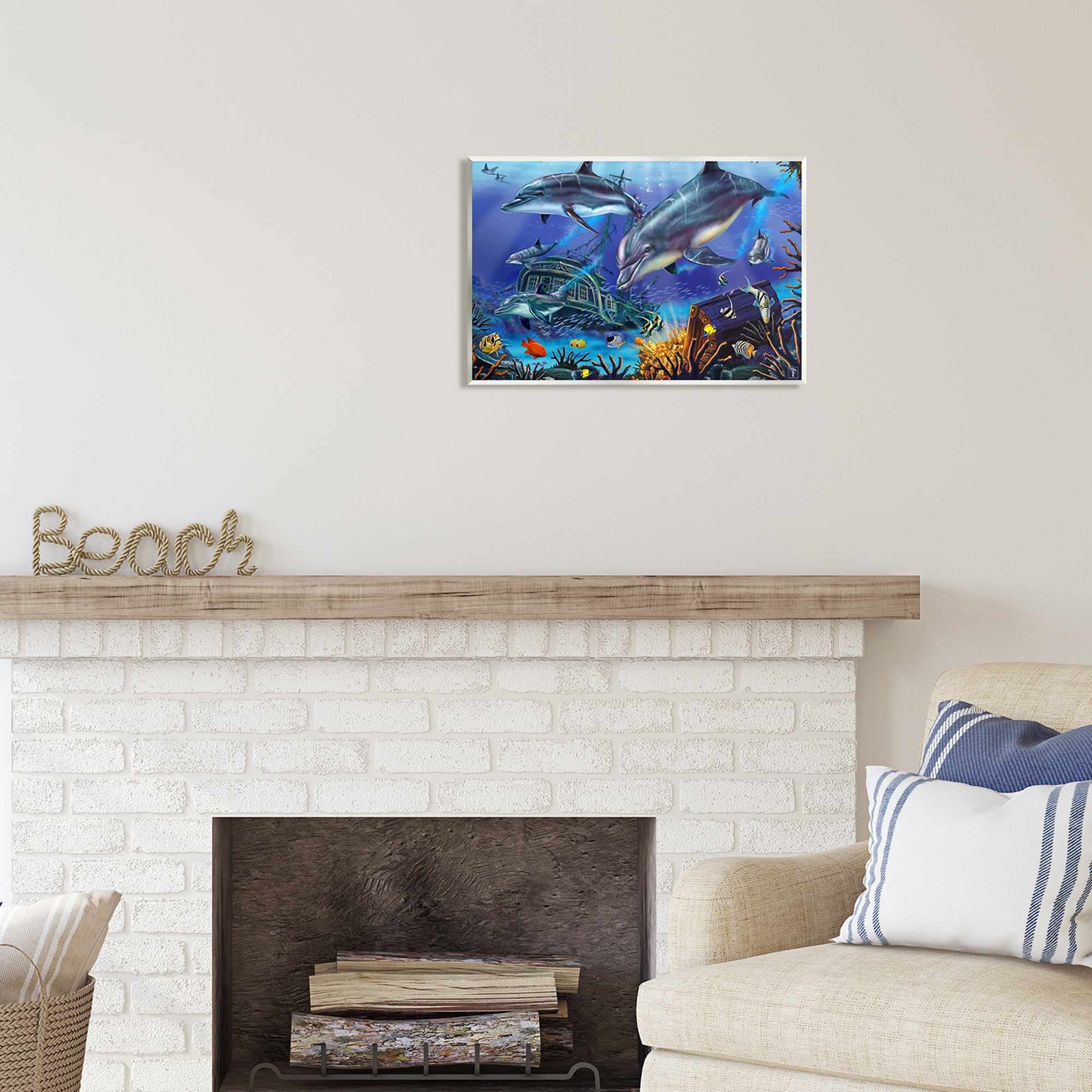 Stupell Industries Underwater Shipwreck & Treasure Coastal Painting Unframed Art Print Wall Art