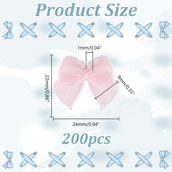 200Pcs Pink Bows Small Satin Ribbon Bows Decorative Tiny Bowknot Small Cute Bowknot Supplies for Sewing Appliques Crafts Decoration Hair Accessories Wedding Gift Box Ornament