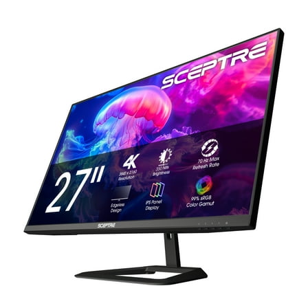 Sceptre New 4K IPS 27" 3840 x 2160 UHD Monitor up to 70Hz DisplayPort HDMI 99% sRGB Build-in Speakers, Machine Black 2025