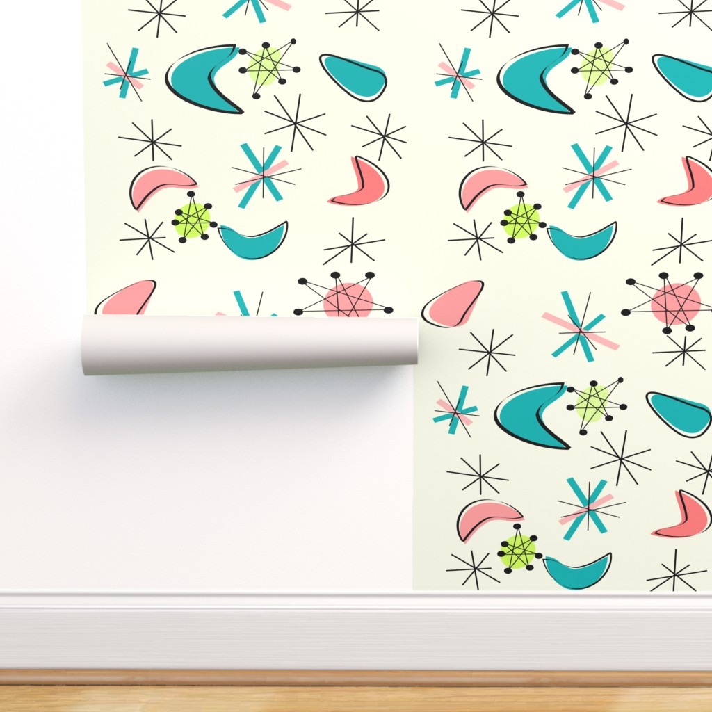 Wallpaper Roll Mid Century Colour Vintage Retro Modern Geometric 24in x 27ft