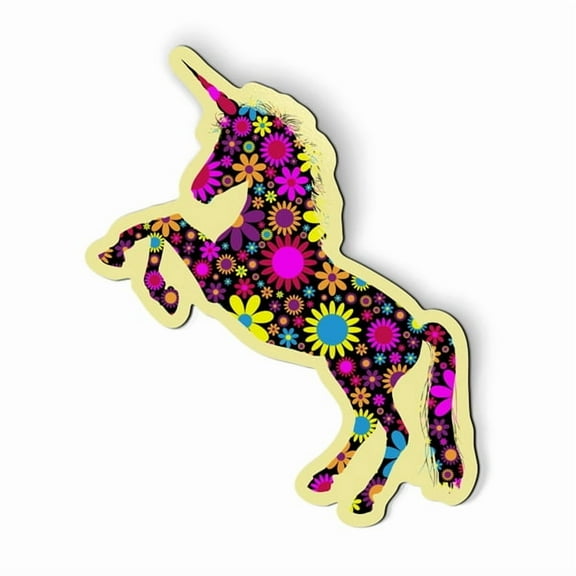 Floral Unicorn - 5.5" Magnet for Car Locker Refrigerator