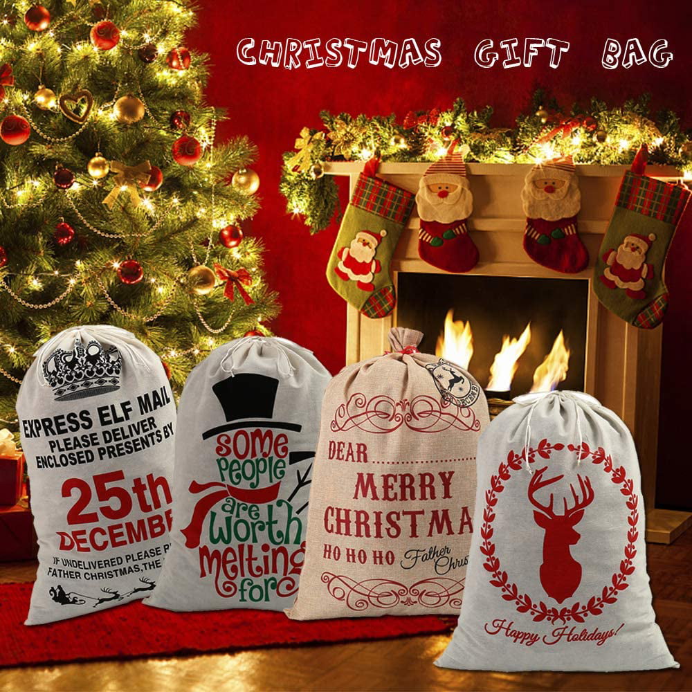 Personalised Christmas Eve Xmas Bag Box Gift Elf White Kraft 