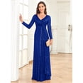 thumbnail image 4 of Vestido De Noche Con Cuello En V De Lentejuelas, Elegante Vestido Largo De Manga Larga Para Invitados De Cintura Alta, Vestido De Cóctel De Longitud De Piso, Ropa De Mujer, 4 of 4