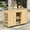 Natural Wood, variant on 63.5 "Outdoor Kitchen Island with Foldable Side Table, Large Storage Grill Cart with Storage Stand and Bottle Opener, for Patio BBQ, Outdoor Cooking, Dark Brown