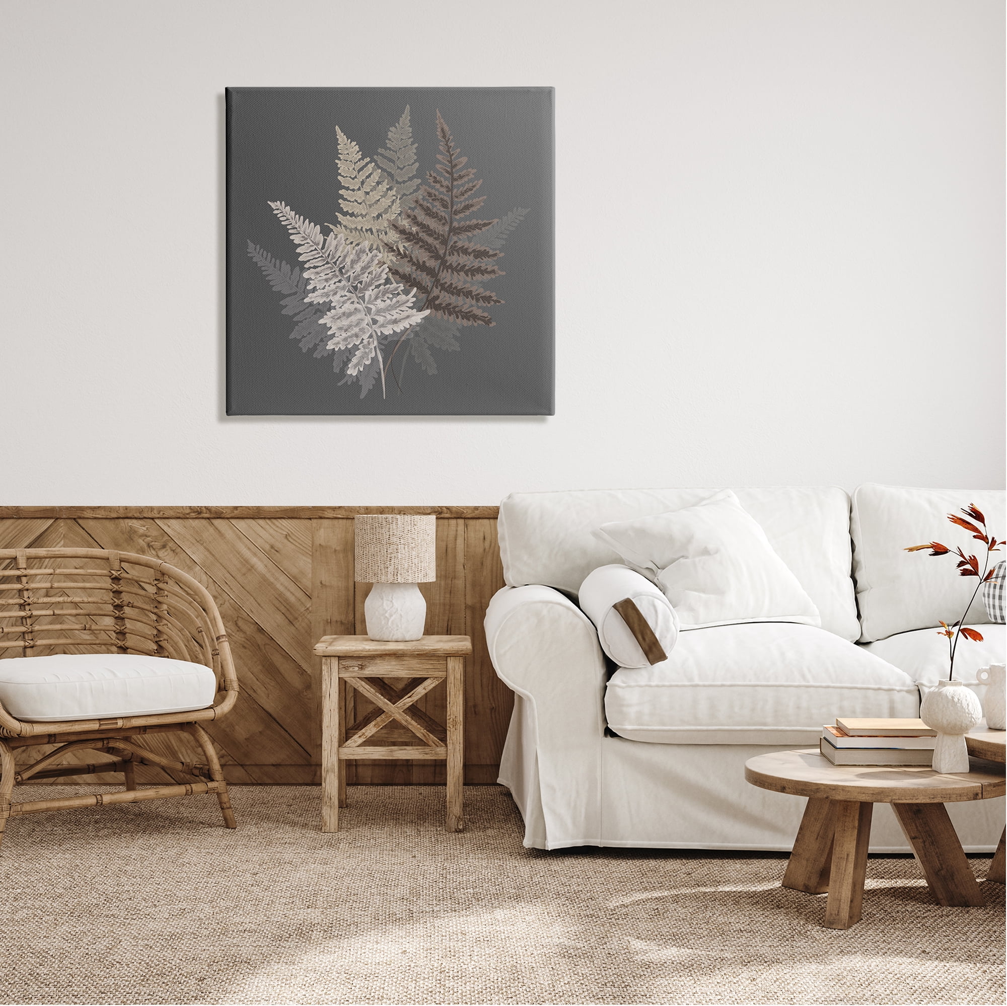 Stupell Industries Botanical Fern Leaves Modern Layered Nature Design Graphic Art Gallery Wrapped Canvas Print Wall Art, Design by House of Rose