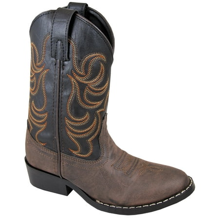 Smoky Mountain Children Boys Monterey Western Cowboy Boots Brown/Black, (Best Boot Knife For Cowboy Boots)
