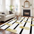thumbnail image 3 of Area Rug 72×108in, Summer Gold Pineapple Black White Stripes Floor Carpet Living Room Rug, Tropical Fruit Seamless Non-Slip Welcome Mat Indoor Rugs for Bedroom Dining Room, 3 of 9
