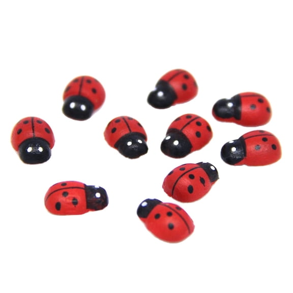 BESTOYARD Garden Ladybug Decoration Red Wood 300Set Diameter 0.35in Length 0.47in