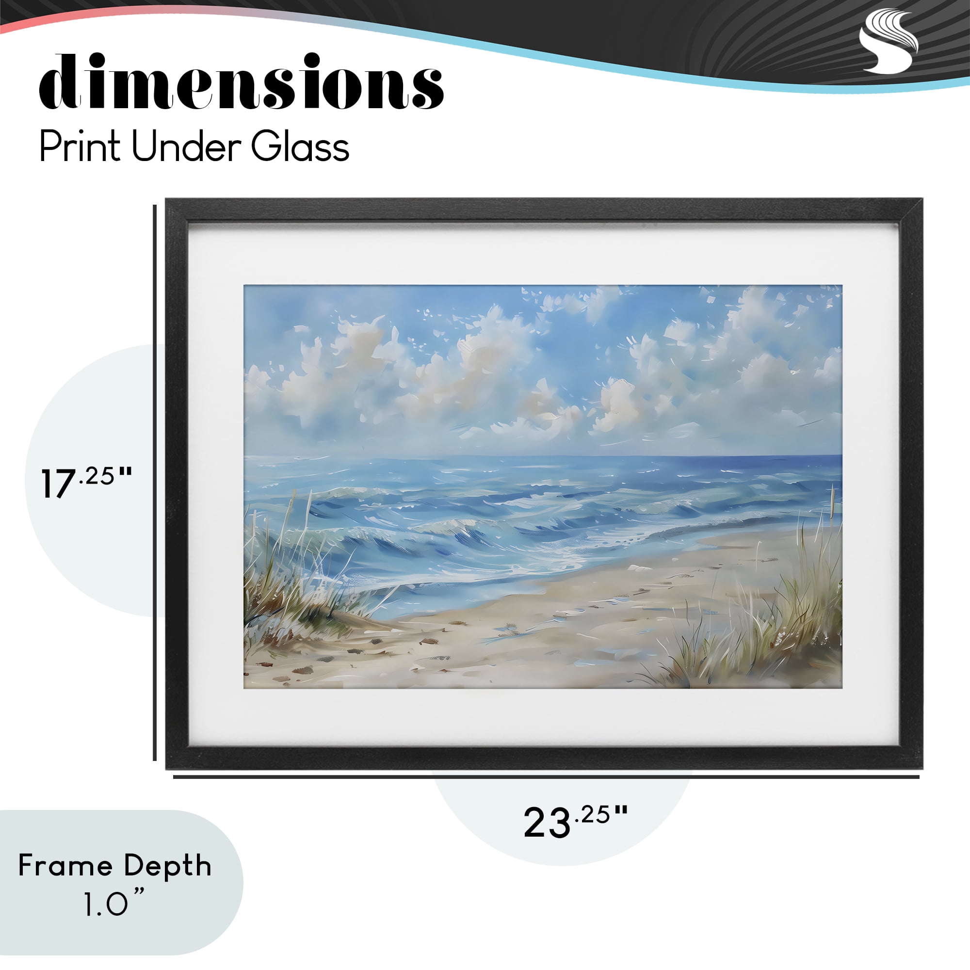 Stupell Industries Coastal Tranquility Horizon Black Framed Print Under Glass, design by Creative Studio