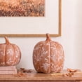 thumbnail image 2 of Large Etched Leaf Resin Pumpkin Decoration, Orange and White, 8", Fall by Way To Celebrate, 2 of 6