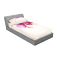 thumbnail image 2 of Ambesonne Abstract Fitted Sheet & Pillow Sham Set, Floral Point and Leaf, Twin, Purple Pink and Beige, 2 of 2