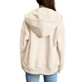 thumbnail image 4 of WTOBBY Women's Raglan Sleeve Hooded Jacket Long Sleeve Solid Color Zip Up Casual Sweatshirt Athletic Fit Fleece Outerwear with Side Pockets for Sports Street Style,Beige L, 4 of 5