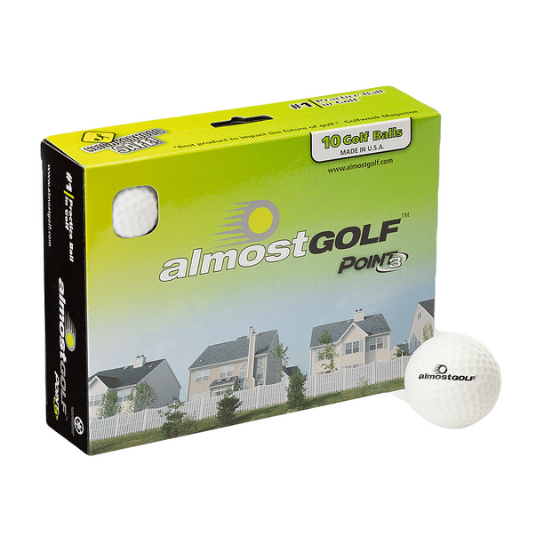 AlmostGolf 10 Golf Balls (White) Restricted Flight Practice Balls