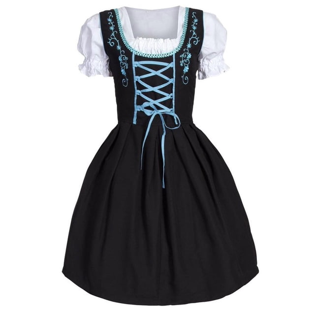 Wyzesi Robes de Soirée d'Automne pour Femmes Robe d'Oktoberfest pour Femme Bavaroise Robe de Taverne Drindl Robe de Soubrette Pyjama de Noël Costume