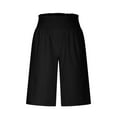 thumbnail image 4 of IDALL Athletic Shorts for Women Linen Shorts Womens Casual Solid Side Pockets Pants Shorts Elastic Waist Pockets Daily Shorts Summer Shorts Lounge Shorts Women Black M, 4 of 6