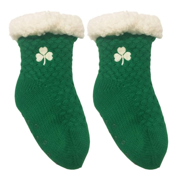 Green Emblem Shamrock Weave Kids Slipper