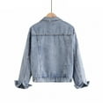 thumbnail image 3 of OSFVNOXV Cropped Denim Jackets for Juniors 2025 Trendy Long Sleeve Short Vintage Classic Jean Jackets with Key Pockets, 3 of 8