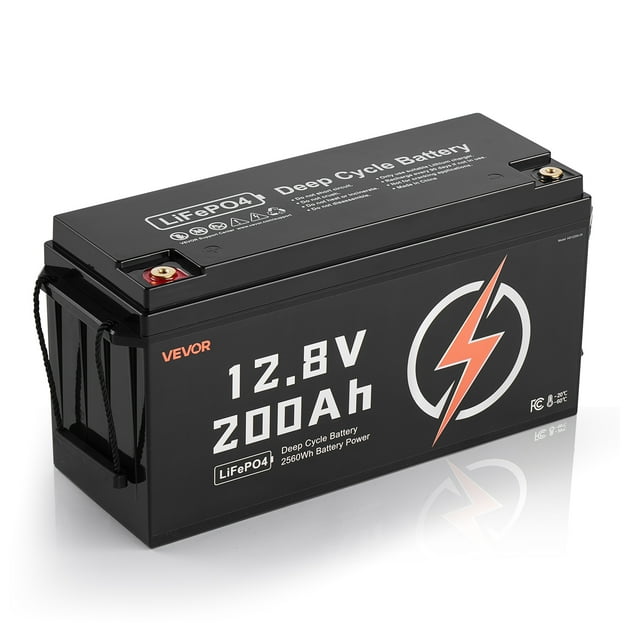 VEVOR Batterie LiFePO4 12V 200Ah à Cycle Profond BMS Lithium Fer Phosphate pour VR