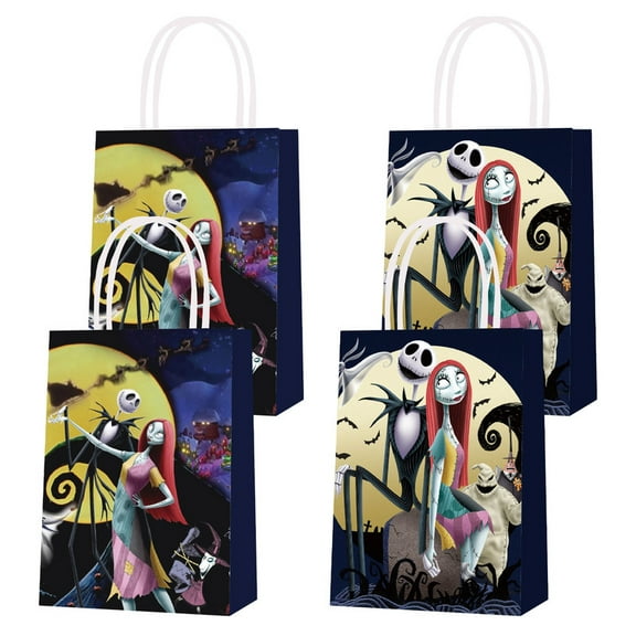 16 Pcs For The Nightmare Before Christmas Theme Party Favor Bags – 2 Styles Candy Gift Bags with Handles for Birthday Party Decorations and Celebrations