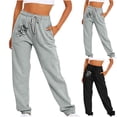 thumbnail image 3 of Joggers for Women Sweatpants Cute Graphic Print High Elastic Waisted Drawstring Lounge Cozy Trousers with Pockets(Black,M), 3 of 3