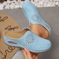 thumbnail image 4 of Womens Orthopedic Sandals Hollow out Mules Closed Round Toe Slip on Summer Slides Comfortable Platform Low Wedge Walking Shoes Sky Blue Size 8, 4 of 6