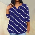 thumbnail image 2 of ADSSDQ Womens Plus Summer Tops Vintage 3/4 Sleeve Pattern Vneck Tshirts Shirts Elbow Length Fall Tunic Tops For Women 2024 With Pocket Teen Girl Clothes Dark Blue 5XL, 2 of 5