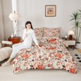 thumbnail image 4 of Homewish Romantic Orange Rose Queen Comforter Set, Rustic Flower Floral Bedding Sets, Vintage Western Fashion Reversible Bedding Comforter Set, Ultra Soft Bedroom Decor, 3-Piece, 4 of 8