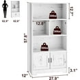 thumbnail image 3 of White Bookcase with Doors, Tall Wooden Bookshelf with LED Lights, Modern Farmhouse Display Storage Shelves, Large Bookcases for Bedroom, Living Room, Office, 3 of 7