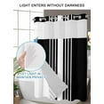 thumbnail image 4 of No Hook Cloth Fabric Shower Curtain with Snap in Liner, Black White Stripe Waterproof Shower Curtains Set with See Through Top Window, Modern Rustic Vertical Striped Bath Curtains Shower 72"x78", 4 of 6