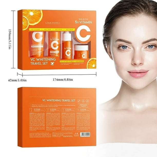 5 x Vitamin C Skin Care Set - Cleanser, Firming & Moisturizing Kit