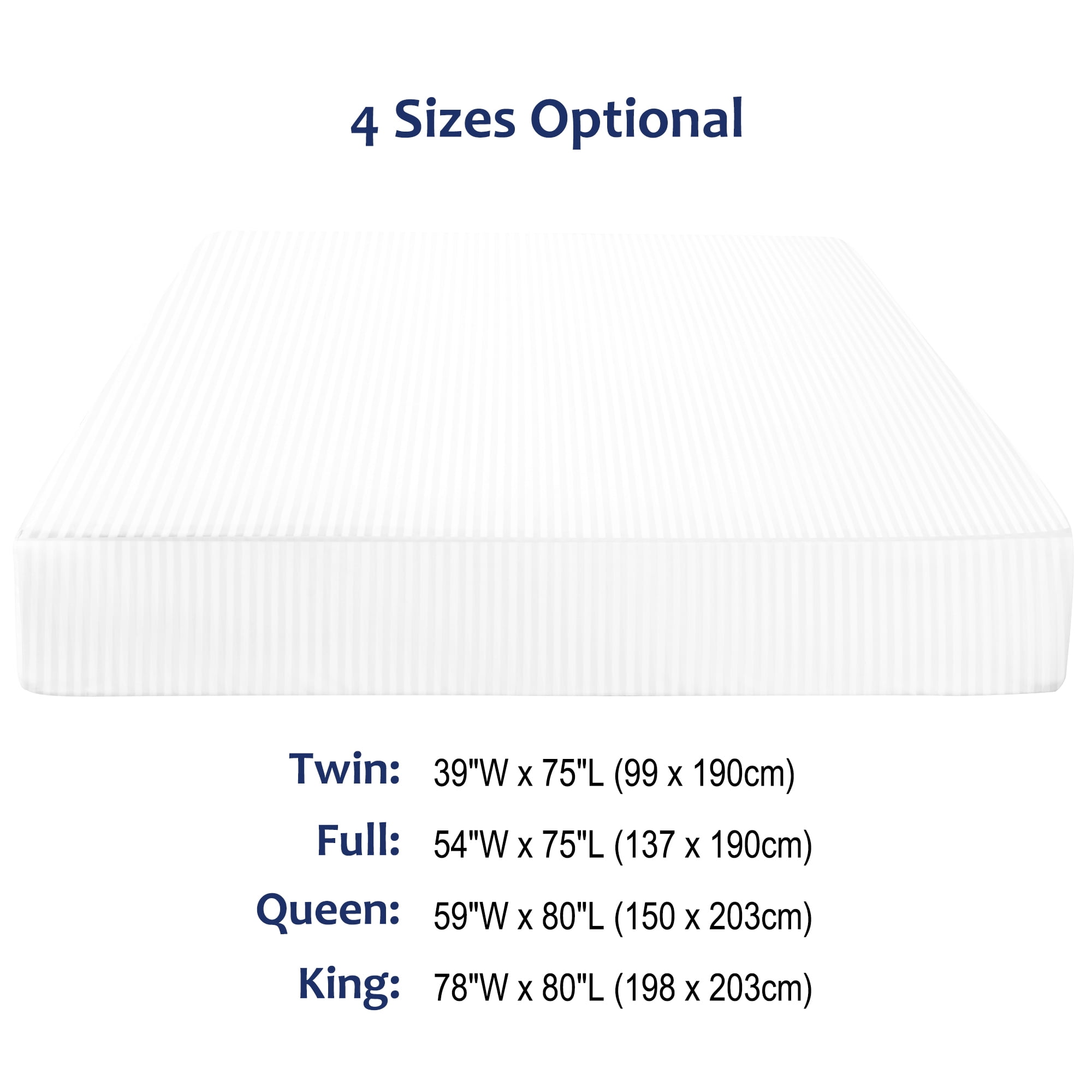 Unique Bargains Soft 100GSM Striped 16 Inch Deep Pocket Fitted Sheets Twin White