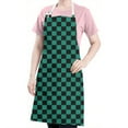 thumbnail image 5 of Teal and Black Checkerboard Pattern Apron-Garden Aprons for Women with Pockets-Cotton Linen Waterproof Kitchen Cooking Gardening Aprons Adjustable for Kitchen,Cooking,BBQ and Salon 33x27 Inch, 5 of 7