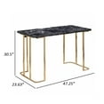 thumbnail image 3 of Jenny 47 Inch Desk- USB Power Outlet- Gold Metal Legs- Black Faux Marble, 3 of 6