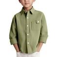 thumbnail image 2 of Mercatoo Toddler Baby Boys Shirt Lapel Collar Button Down Solid Lightweight Long Sleeve Tops Fall Casual Comfy Clothes, 2 of 7