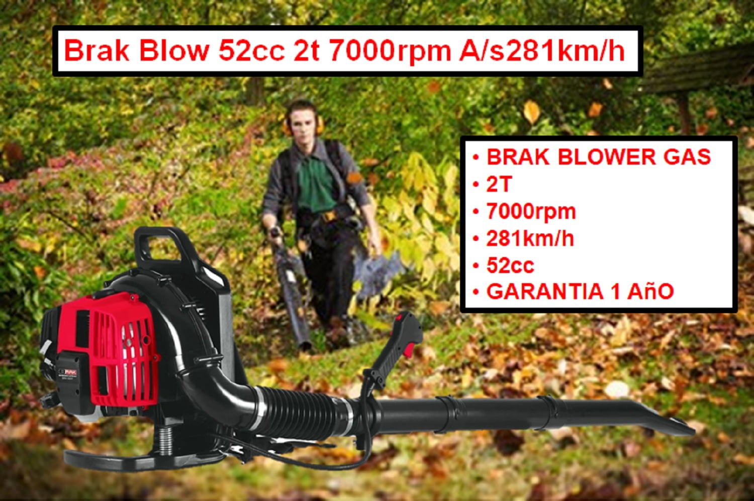 Brak Blow Gas 52cc 2T Small Engine 7000RPM - Blower
