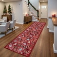 thumbnail image 4 of Moynesa Christmas Runner Rugs 2'x8' Hallway Rug Xmas Tree Runner Kitchen Rug Washable Rug Non Slip Moroccan Carpet Holiday Decor Geometric Soft Rug for Bedroom Bathroom Laundry Living Room, Red, 4 of 11
