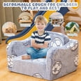 thumbnail image 6 of LinkRomat 2-in-1 Kids Couch, Glow in The Dark Toddler Sofa Bed, Foldable Baby Floor Bed and Convertible Kids Chair, Comfy Lounger for Playroom, Bedroom, and Travel, 6 of 7