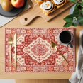 thumbnail image 2 of Burnt Orange Boho Placemats Set of 12 Ethnic Geometric Southwest Place Mats Indoor Wipeable Table Mats Washable Cloth Dining Table Placemats for Kitchen Holiday Party Home Decor 13x19 Inch, 2 of 9