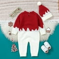 thumbnail image 4 of Generic Baby Holiday Bodysuit Jumpsuit Baby Long Sleeve Pants Romper Baby Fall And Winter New Knitted Christmas One PC Pajamas Crawling Suit Festive Baby Santa Hat Romper, 4 of 6