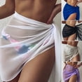 thumbnail image 2 of Bikini Cover Up Solid Color Lace-up Net Yarn Semi-Sheer Slit Cover Up Skirt for Vacation, 2 of 10
