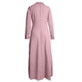 thumbnail image 4 of Vestido liso de mujer con cinturón, manga larga y escote en V profundo, poliéster y spandex, estilo informal y elegante, tallas S-XXXL, 4 of 5