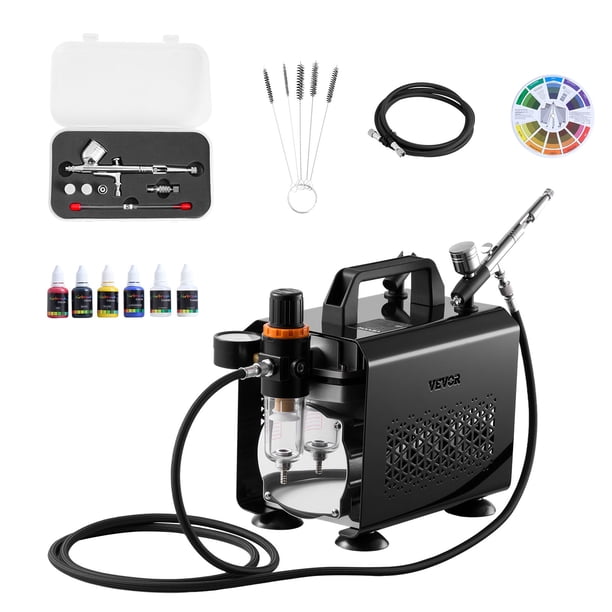 Kit de aerógrafo VEVOR Kit de aerógrafo Compresor de aire de 1/6 HP 1 aerógrafo 3 puntas Pintura