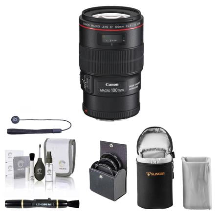 EF 100mm f/2.8L Macro IS USM Lens, Bundle with ProOptic 67mm Filter Kit, Lens Case, Lens Cleaner, Cleaning Kit, Lens Cap Tether