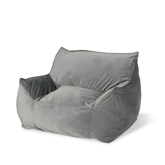 GDF Studio Calef Modern Velveteen Bean Bag Chair, Gray