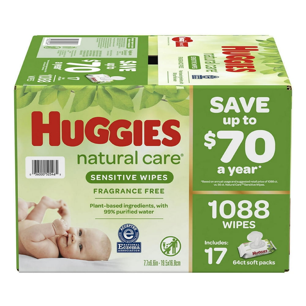 Huggies Unscented Natural Care Sensitive Baby Wipes, 1,088